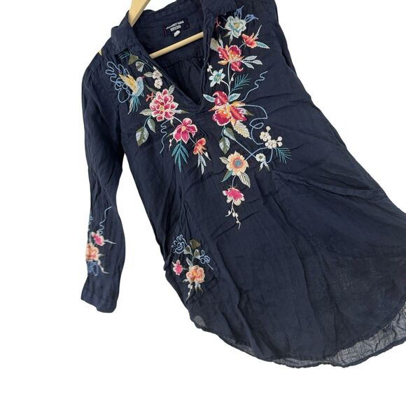 Johnny Was Workshop X-Small Miro Henley Popover Tunic Top Embroidered Womens - Picture 10 of 16